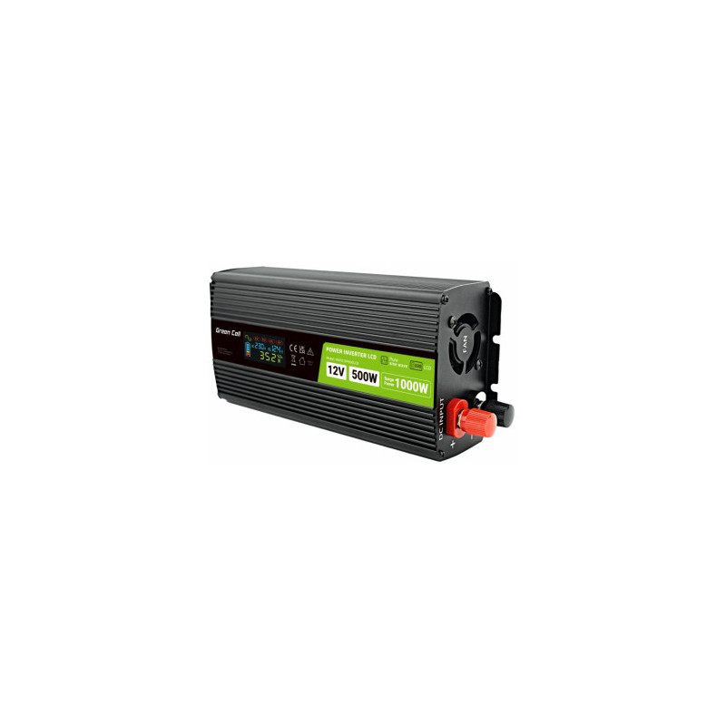 Power inverter Green Cell PowerInverter LCD 12 V 500 W / 1000 W Pure Sine Wave