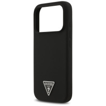 GUESS case for IPHONE 17 Pro Max compatible with MagSafe GUHMP17XSCTRLMK (Silicone W / Triangle Logo) black