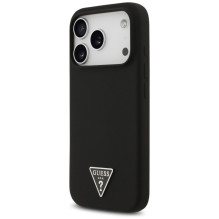 GUESS case for IPHONE 17 Pro Max compatible with MagSafe GUHMP17XSCTRLMK (Silicone W / Triangle Logo) black