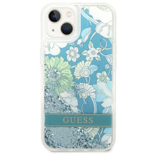 GUESS case for IPHONE 13 / 14 / 15 GUHCP14SLFLSN (Flower Liquid Glitter) green GUESS case for IPHONE 13 / 14 / 15 GUHCP14SLFLSN (Flower Liquid Glitter) green