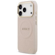 GUESS case for IPHONE 17 Pro compatible with MagSafe GUHMP17LPSAMSECP (PU W / Peony Hot Stamp) pink