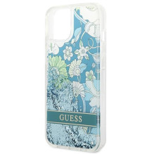 GUESS dėklas IPHONE 13 / 14 / 15 GUHCP14SLFLSN (gėlių skysto blizgučio imitacija) žalias GUESS dėklas IPHONE 13 / 14 / 15 GUHCP14SLFLSN (gėlių skysto blizgučio imitacija) žalias
