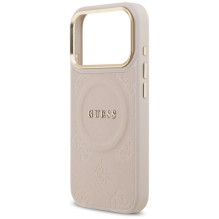GUESS dėklas, skirtas IPHONE 17 Pro, suderinamas su MagSafe GUHMP17LPSAMSECP (PU W / Peony Hot Stamp), rožinis GUESS dėklas, skirtas IPHONE 17 Pro, suderinamas su MagSafe GUHMP17LPSAMSECP (PU W / Peony Hot Stamp), rožinis