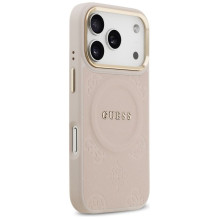GUESS case for IPHONE 17 Pro compatible with MagSafe GUHMP17LPSAMSECP (PU W / Peony Hot Stamp) pink
