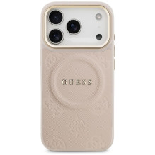 GUESS case for IPHONE 17 Pro compatible with MagSafe GUHMP17LPSAMSECP (PU W / Peony Hot Stamp) pink
