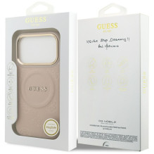 GUESS dėklas, skirtas IPHONE 17 Pro, suderinamas su MagSafe GUHMP17LPSAMSECP (PU W / Peony Hot Stamp), rožinis GUESS dėklas, skirtas IPHONE 17 Pro, suderinamas su MagSafe GUHMP17LPSAMSECP (PU W / Peony Hot Stamp), rožinis