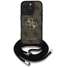 GUESS dėklas, skirtas IPHONE 16 Pro Max GUHCP16XP4GMGCRW (CBDY PU 4G didelis logotipas su laido dirželiu), rudas GUESS dėklas, skirtas IPHONE 16 Pro Max GUHCP16XP4GMGCRW (CBDY PU 4G didelis logotipas su laido dirželiu), rudas