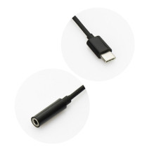 Adapteris AUX C tipo (vyras) į 3,5 mm lizdą (lizdas), juodas Adapteris AUX C tipo (vyras) į 3,5 mm lizdą (lizdas), juodas