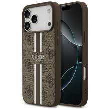 GUESS dėklas, skirtas IPHONE 17 Pro Max, suderinamas su MagSafe GUHMP17XP4RPSW (4G spausdintos juostelės), rudas GUESS dėklas, skirtas IPHONE 17 Pro Max, suderinamas su MagSafe GUHMP17XP4RPSW (4G spausdintos juostelės), rudas