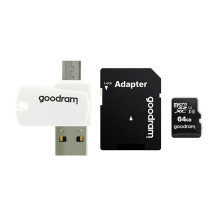 GOODRAM card reader USB A + Micro USB ALL IN ONE M1A4 + memory card micro SD 64GB with adapter SD