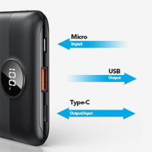 Nešiojamoji baterija Veger S11 (W1140) PD QC3.0 2A 22,5W 10000 mAh, juoda Nešiojamoji baterija Veger S11 (W1140) PD QC3.0 2A 22,5W 10000 mAh, juoda