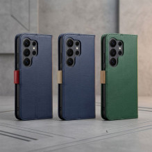 Atverčiamas dėklas, skirtas „Samsung A37 Split Book“, žalias ir auksinis