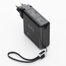 Multifunction charger Forcell F-Energy 6in1 USB A + USB C PD 45W + power bank 15000 mAh + wireless charging 15W black Multifunction charger Forcell F-Energy 6in1 USB A + USB C PD 45W + power bank 15000 mAh + wireless charging 15W black