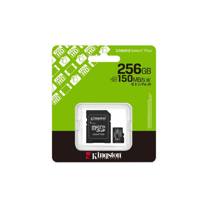 Kingston MicroSD Card Canvas Select Plus 256GB Class 10 + Adapter (SDCS3 / 256)