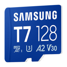 KORTELĖ SAMSUNG T7 microSD Speicherkarte 128GB fr Išmanieji telefonai Planšetiniai kompiuteriai ir delniniai konsolės bi