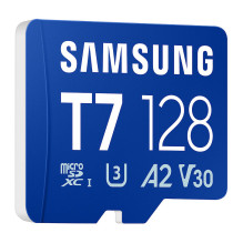 KORTELĖ SAMSUNG T7 microSD Speicherkarte 128GB fr Išmanieji telefonai Planšetiniai kompiuteriai ir delniniai konsolės bi