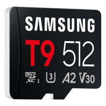 KORTELĖ SAMSUNG T9 microSD Speicherkarte 512GB bis zu 200 MB / s Lesen ir 130 MB / s Schreiben MB-MH512T / WW