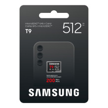 KORTELĖ SAMSUNG T9 microSD Speicherkarte 512GB bis zu 200 MB / s Lesen ir 130 MB / s Schreiben MB-MH512T / WW