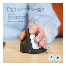 R-Go mouse HE ergonomic left Bluetooth large black / silver