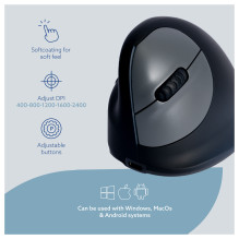 R-Go Maus HE ergonomiškas ryšys su Bluetooth groß schw. / silb