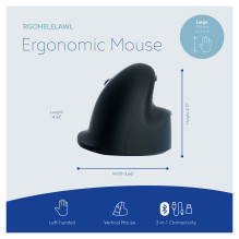 R-Go mouse HE ergonomic left Bluetooth large black / silver
