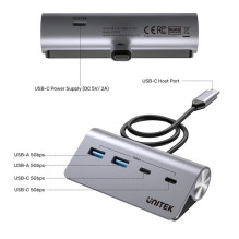 UNITEK H1337AGY01 sąsajos šakotuvas USB 3.2 Gen 1 (3.1 Gen 1) Type-C 5000 Mbit/s Pilkas UNITEK H1337AGY01 sąsajos šakotuvas USB 3.2 Gen 1 (3.1 Gen 1) Type-C 5000 Mbit/s Pilkas