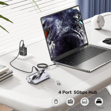 UNITEK H1337AGY01 sąsajos šakotuvas USB 3.2 Gen 1 (3.1 Gen 1) Type-C 5000 Mbit/s Pilkas UNITEK H1337AGY01 sąsajos šakotuvas USB 3.2 Gen 1 (3.1 Gen 1) Type-C 5000 Mbit/s Pilkas