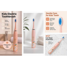 iLike Kids Rechargeable Sonic Electric Toothbrush, USB Charging, 3 Brush Heads (1+2 Replacement Heads), Soft Bristles, W iLike Kids Rechargeable Sonic Electric Toothbrush, USB Charging, 3 Brush Heads (1+2 Replacement Heads), Soft Bristles, W