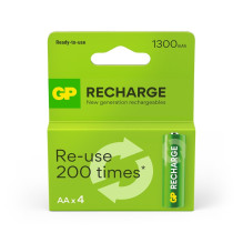 Įkraunami elementai GP RECHARGE AA, 1300mAh, 4 vnt. Įkraunami elementai GP RECHARGE AA, 1300mAh, 4 vnt.