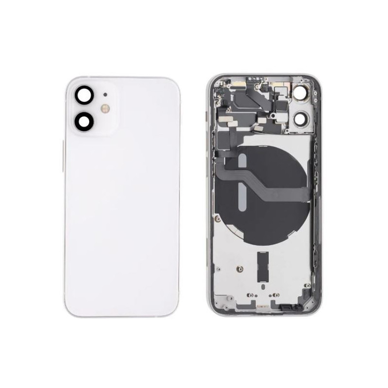 Galinis dangtelis iPhone 12 mini White su NFC ir įkrovimo šleifu, mikrofonu originalus (used Grade B)