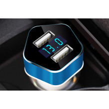 Ładowarka samochodowa z woltomierzem 2xUSB PCH PRO-05 AMIO-02358 Ładowarka samochodowa z woltomierzem 2xUSB PCH PRO-05 AMIO-02358