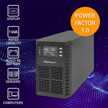 Gryna sinusinė banga, 1000 VA, 1000 W internetinis UPS (dvigubos konversijos), 2 vnt. 12 V - 9 Ah baterijos,
