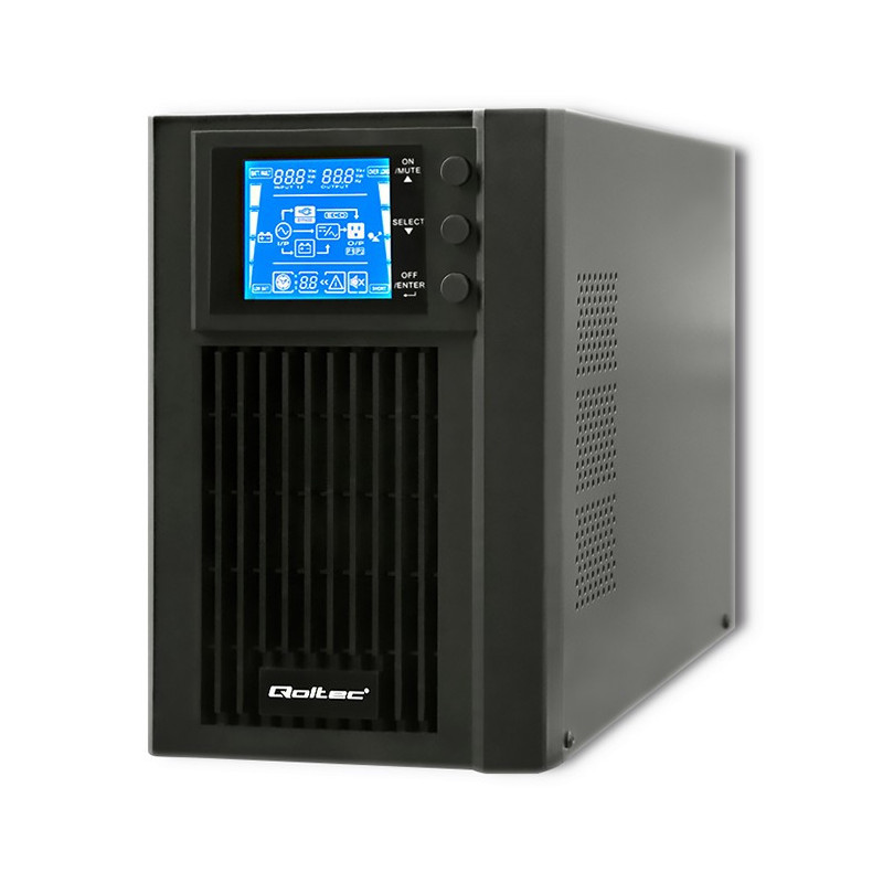 Gryna sinusinė banga, 1000 VA, 800 W internetinis UPS (dvigubos konversijos), 2 vnt. 12 V - 9 Ah baterijos