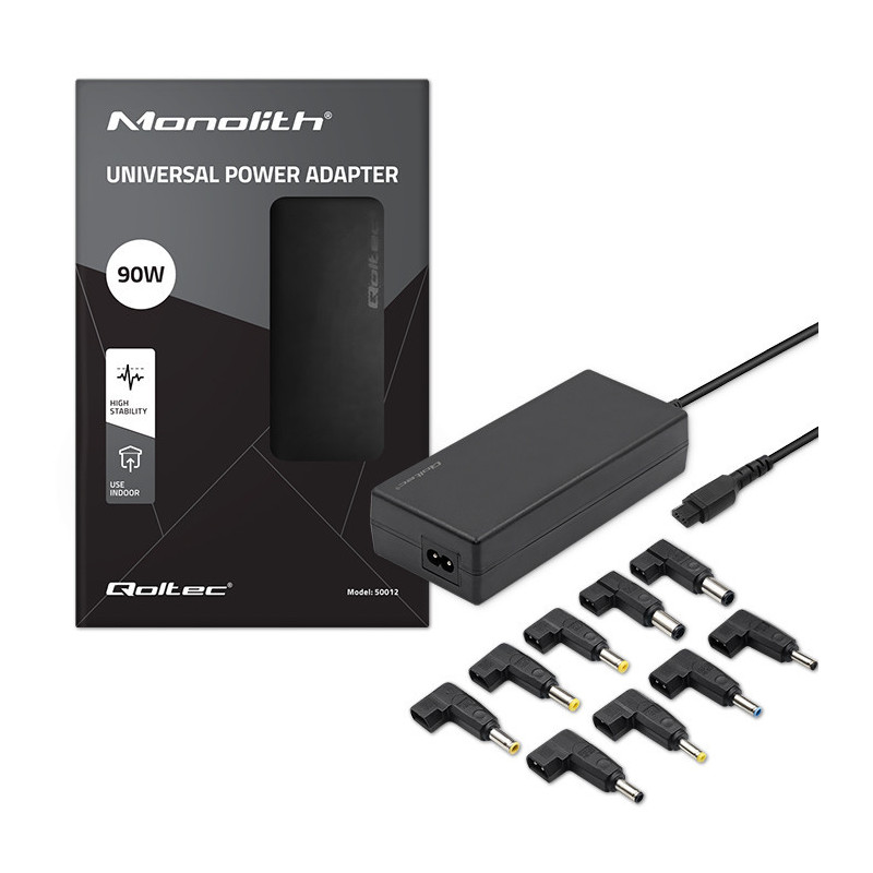 Universal power adapter for computer 90W, MultiPlug, 9 outlets, + power cable
