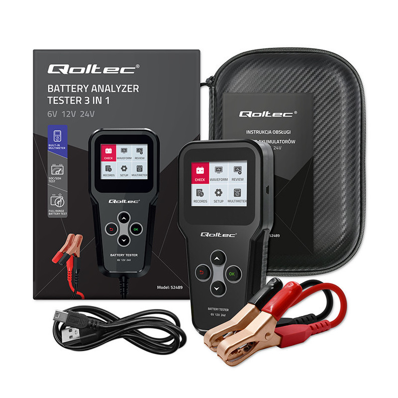 Digital battery tester 6V / 12V / 24V, LCD screen, AGM GEL SLA EFB WET, 10-250Ah