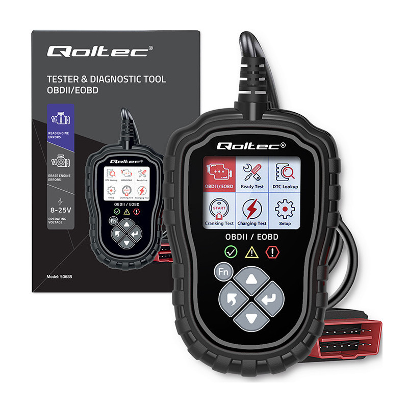 Daugiafunkcinis automobilio diagnostikos įrenginys, OBDII, EOBD, skirtas gedimų kodų ir parametrų skaitymui LCD ekrane