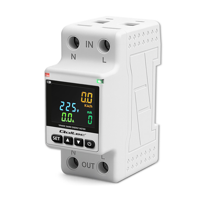 Tuya 63A vienfazis WiFi elektros skaitiklis su LCD ekranu, DIN35