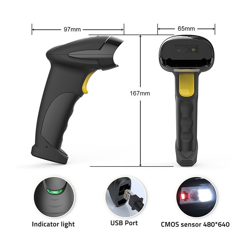 Qoltec barcode reader and QR code scanner, 1D/2D, USB, 200 times/sec