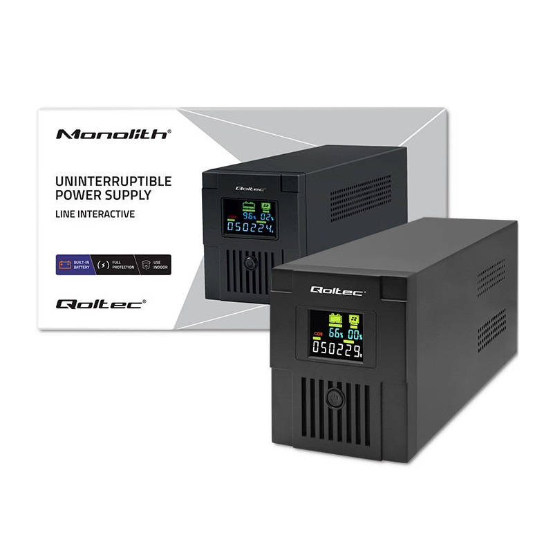 Nepertraukiamo maitinimo šaltinis (UPS), interaktyvus linijinis, „Monolith“, 2000 VA, 1200 W, LCD, USB, RJ45