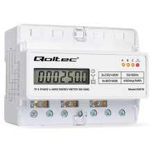 Trifazis elektroninis energijos skaitiklis, montuojamas ant DIN bėgelio, 400 V, 100 A, LCD,