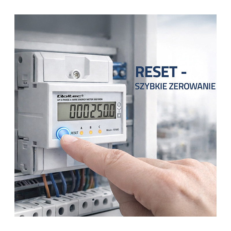 Trifazis elektroninis skaitiklis su atstatymu, DIN bėgelio energijos suvartojimo skaitiklis, 40