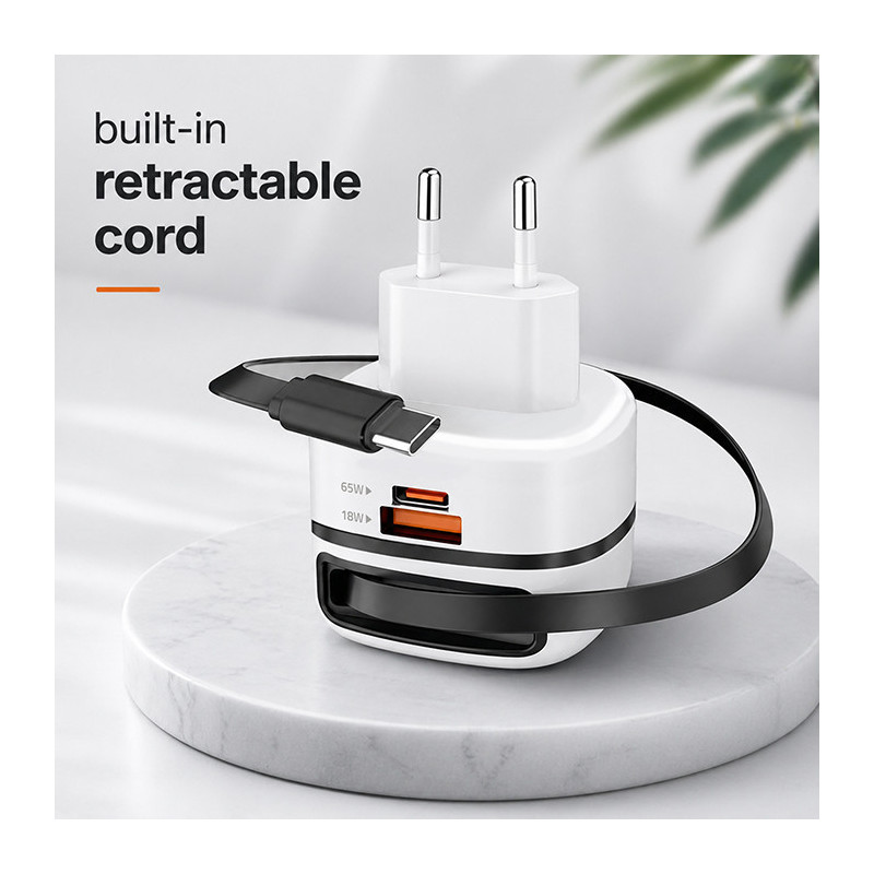 Itin greitas 65 W GaN maitinimo adapteris, USB-C PD PPS, 5–20 V, 3–3,25 A, nešiojamajam kompiuteriui, „MacBook“