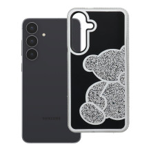 Samsung S25 FE dėklas, meškiukas, sidabrinis