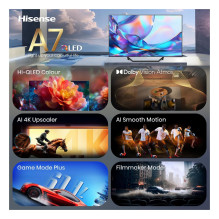 108,0cm / 43" (3840x2160) Hisense 43A7DS Smart TV 4K Hi-QLED 8ms 60Hz HDMI USB LAN HDR VESA WiFi Bluetooth Black