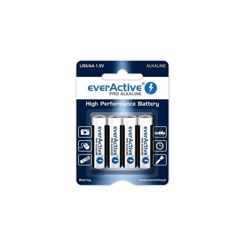 „Everactive LR64BLPA“ įkraunamos šarminės „Pro“ LR6 / AA 1,5 V baterijos, 4 vnt.