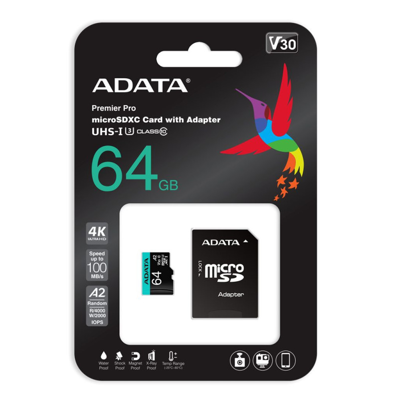 ADATA 64GB Premier Pro MICROSDXC R / W up to 100 / 80 MB / s with Adapter