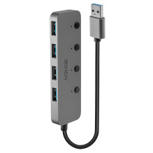 USB Hub - LINDY 4 Port USB 3.0 Hub with On/Off Switches, 5 Gbps, Type A USB Hub - LINDY 4 Port USB 3.0 Hub with On/Off Switches, 5 Gbps, Type A