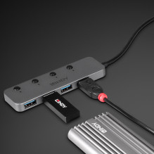 USB Hub - LINDY 4 Port USB 3.0 Hub with On/Off Switches, 5 Gbps, Type A USB Hub - LINDY 4 Port USB 3.0 Hub with On/Off Switches, 5 Gbps, Type A