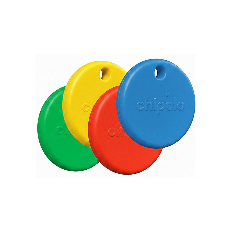 Chipolo POP 4 Pack -Tracking tag compatible with Apple Find My on iPhone (Red, Blue, Yellow, Green)