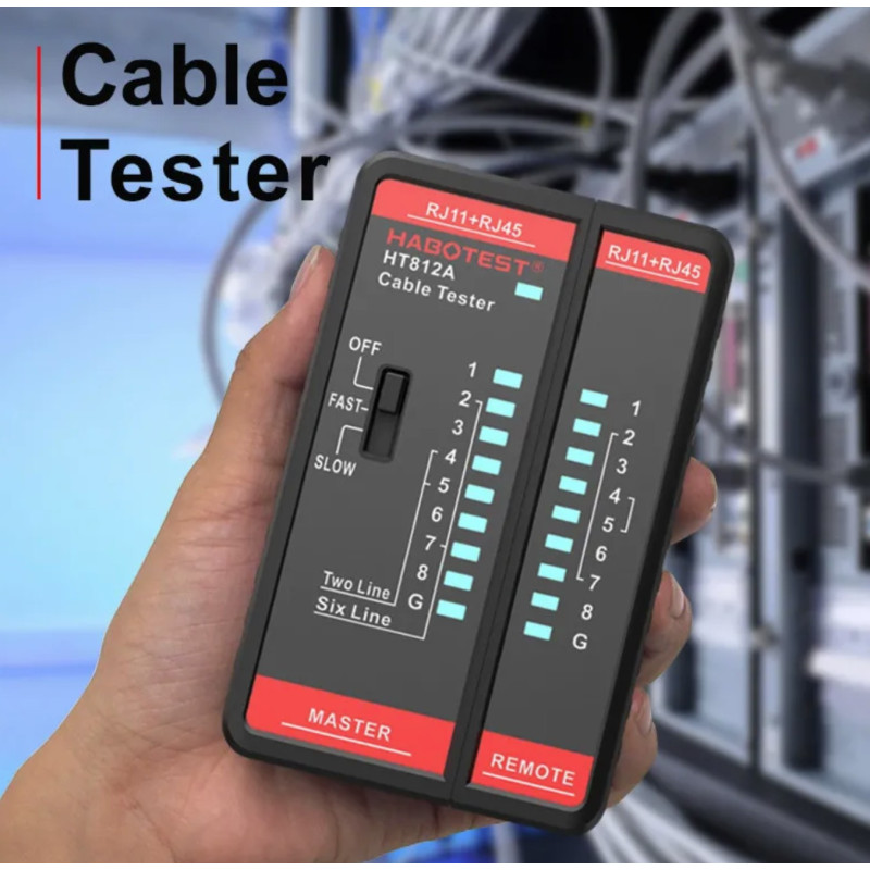 Tinklo kabelio testeris Habotest HT812A RJ45 / RJ14 / RJ12 / RJ9